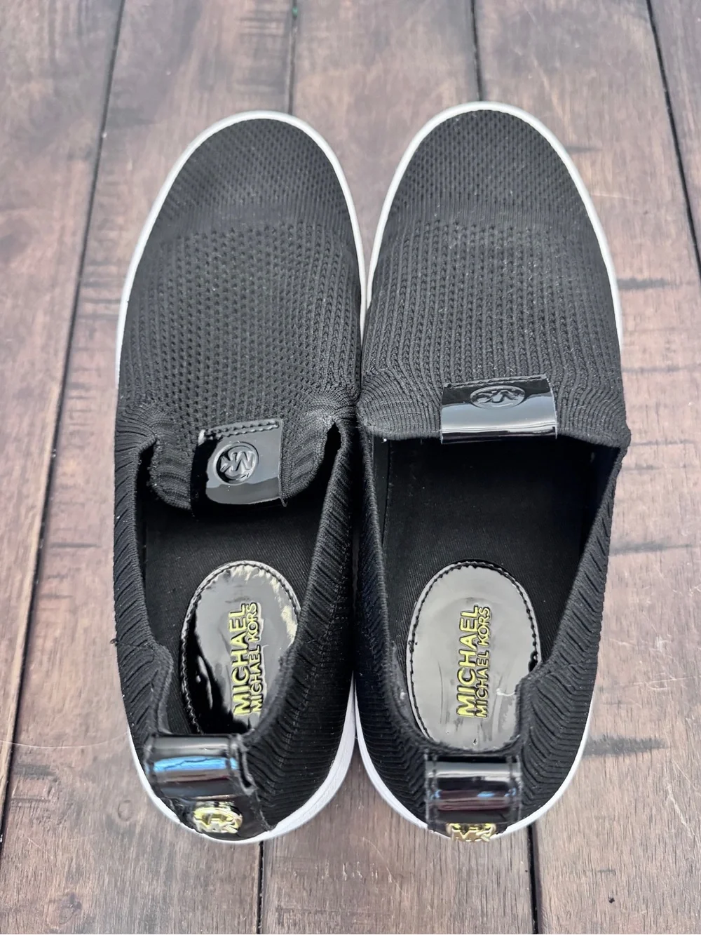 Michael Kors Juno Women's Knit Slip-On Sneaker Shoe Women’s 8 Black Stretch